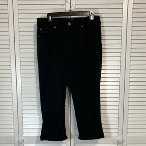 Faded Glory Black Denim High Rise Straight Stretch Leg Capri Jeans Women 12